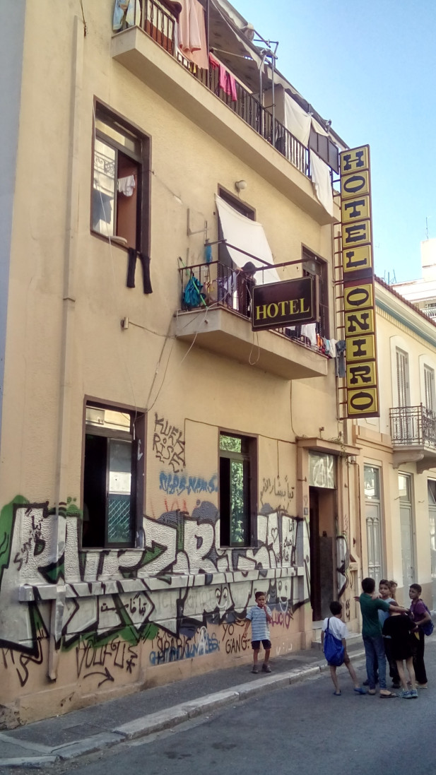 A squatted building home to around 140 refugees and asylum seekers in Athens (c) T. Zaman