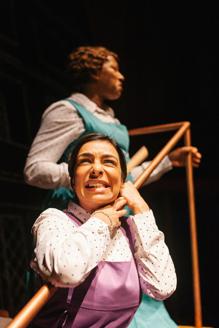 Clare Perkins (top) and Shobna Gulati in Daisy Pulls It Off at Park Theatre. Photo by Tomas Turpie 27