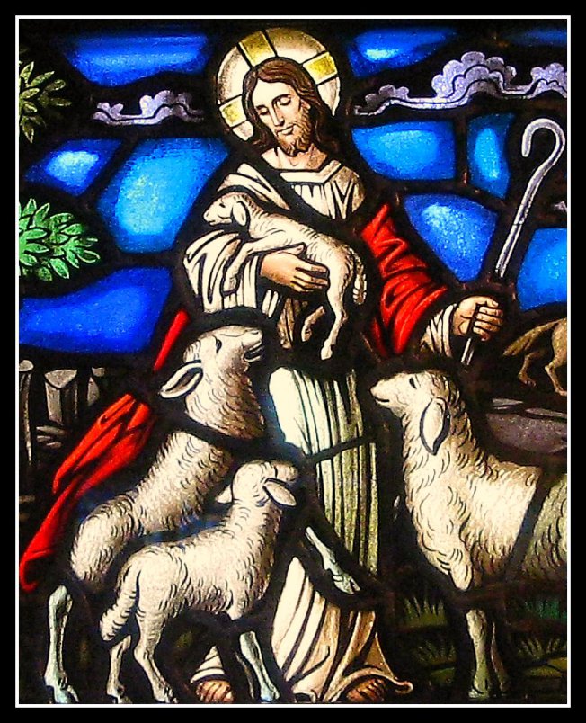 John 14 Good Shepherd, stained glass