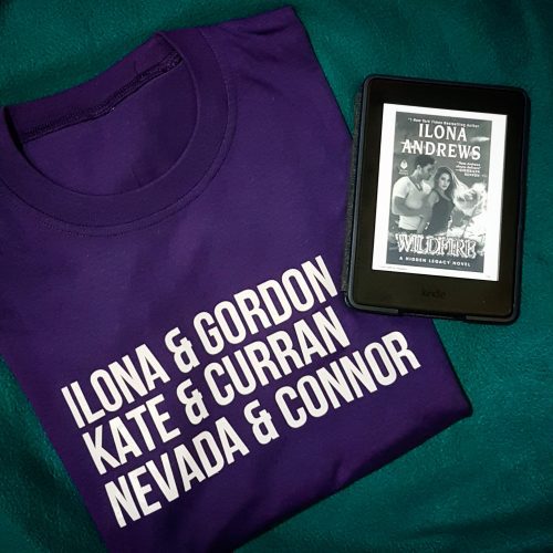 Ilona and Gordon shirt and Wildfire on Kindle