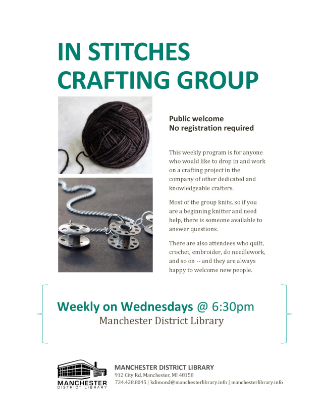 In Stitches Crafting Group Flyer - Wednesdays Weekly