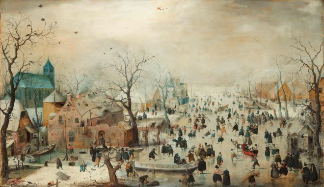 Avercamp- winter landscape with ice skaters
