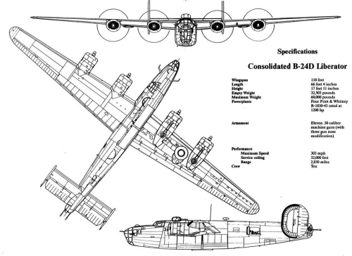 b-24 liberator line drawing