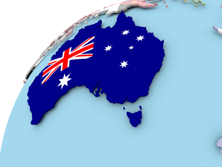 Australia On Globe With Flag