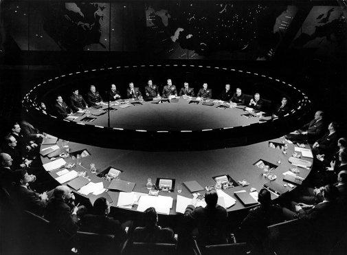 Peter Sellers, George C. Scott, Robert O'Neil, Roy Stephens, Gordon Tanner, and Victor Harrington in Dr. Strangelove or How I Learned to Stop Worrying and Love the Bomb (1964)