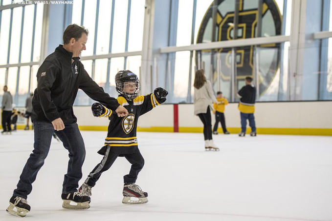 April 14, 2017, Brighton, MA: Electric Supply Center (ESC) hosts an event with former Boston Bruins players Terry O'Reilly and Ray Borque at Warrior Ice Arena in Brighton, Massachusetts Friday, April 14, 2017. (Photo by Billie Weiss/Waymark)