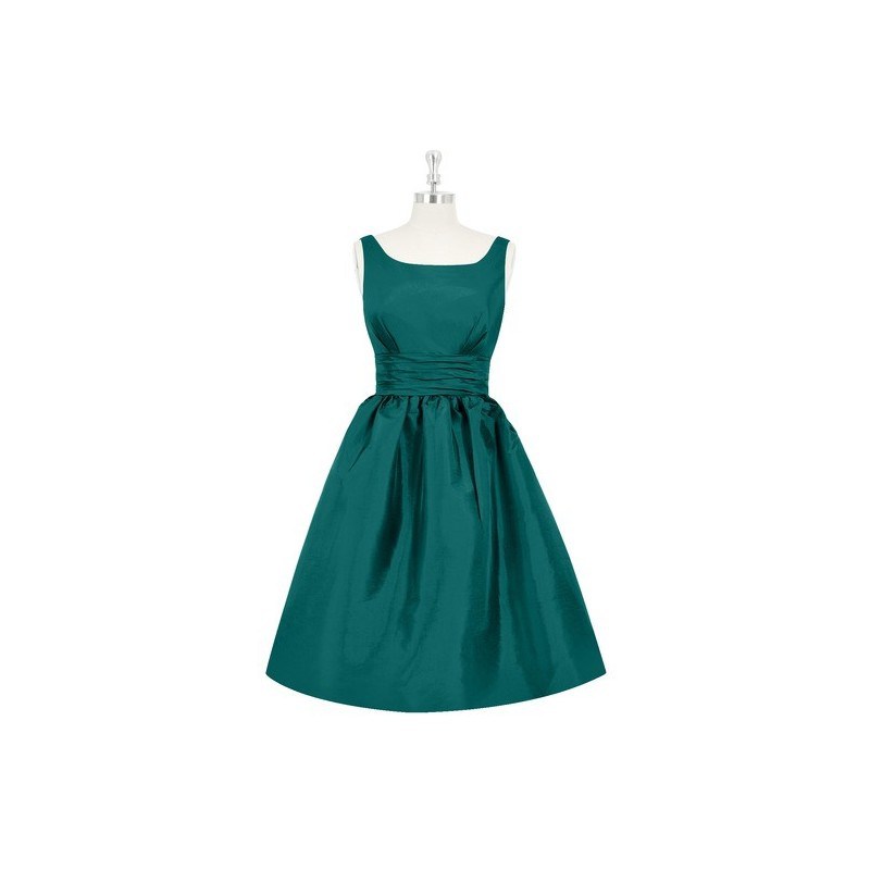 Peacock Azazie Kira - Taffeta Knee Length Scoop Scoop Dress 0