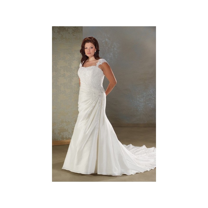  Exquisite Embroidered Pleated Sleeveless Taffeta Wedding Dress 0