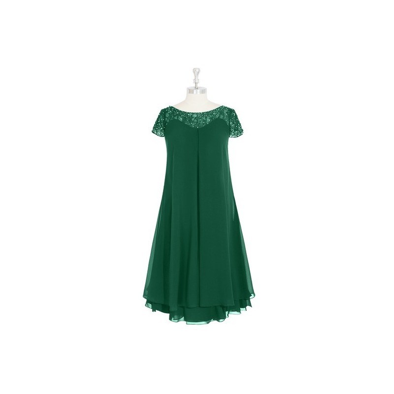 Dark_green Azazie Tess MBD - Illusion Knee Length Illusion Chiffon Dress 0