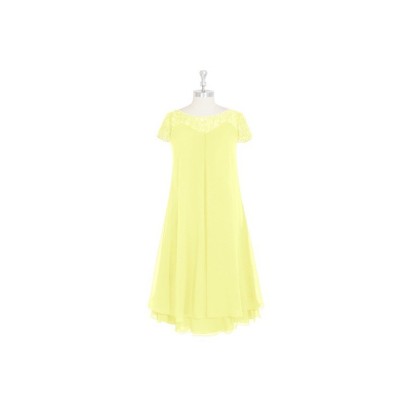 Daffodil Azazie Tess MBD - Illusion Chiffon Illusion Knee Length Dress 0