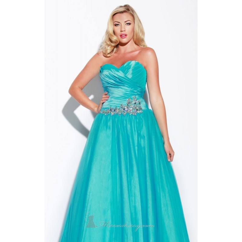 Jeweled Pleated Gown Dress by Jolene 13142 0