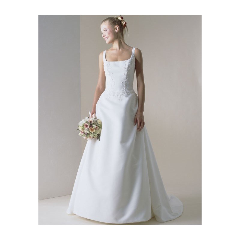 Graceful Sleeveless Embroidered Taffeta Wedding Dress 0