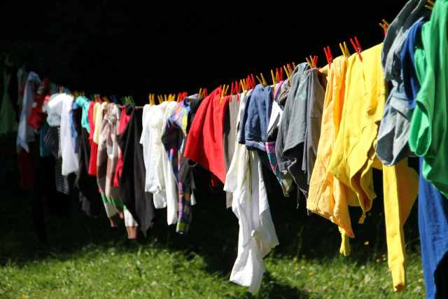 long line of laundry